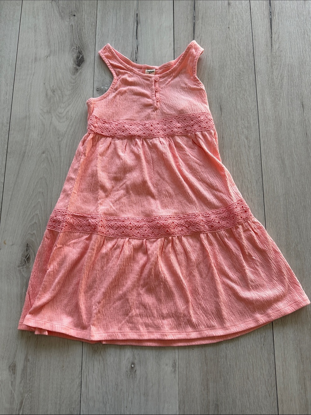 OshKosh B'gosh Girls Cotton Sundress Peach 7 NWT